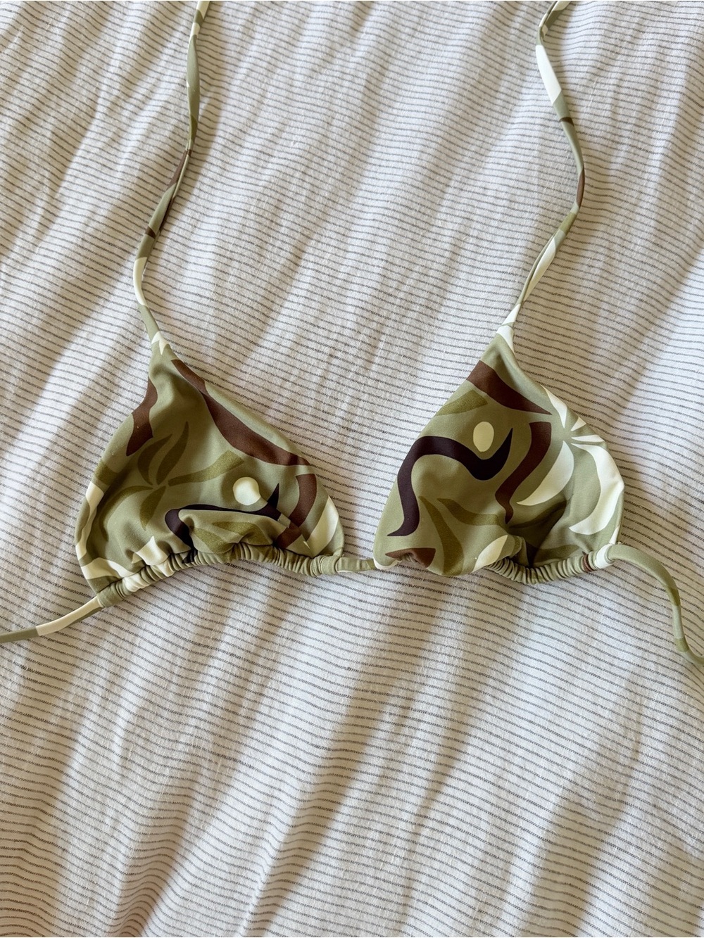Abysse Green Abstract Print Triangle Bikini Top